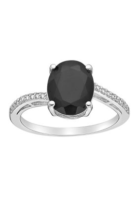 Belk & Co 2.2 Ct. T.w. Black Onyx And Diamond Accent Ring In Sterling Silver