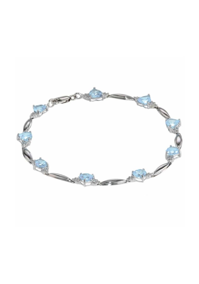5 ct. t.w.Aquamarine and Diamond Accent Bracelet in Sterling Silver