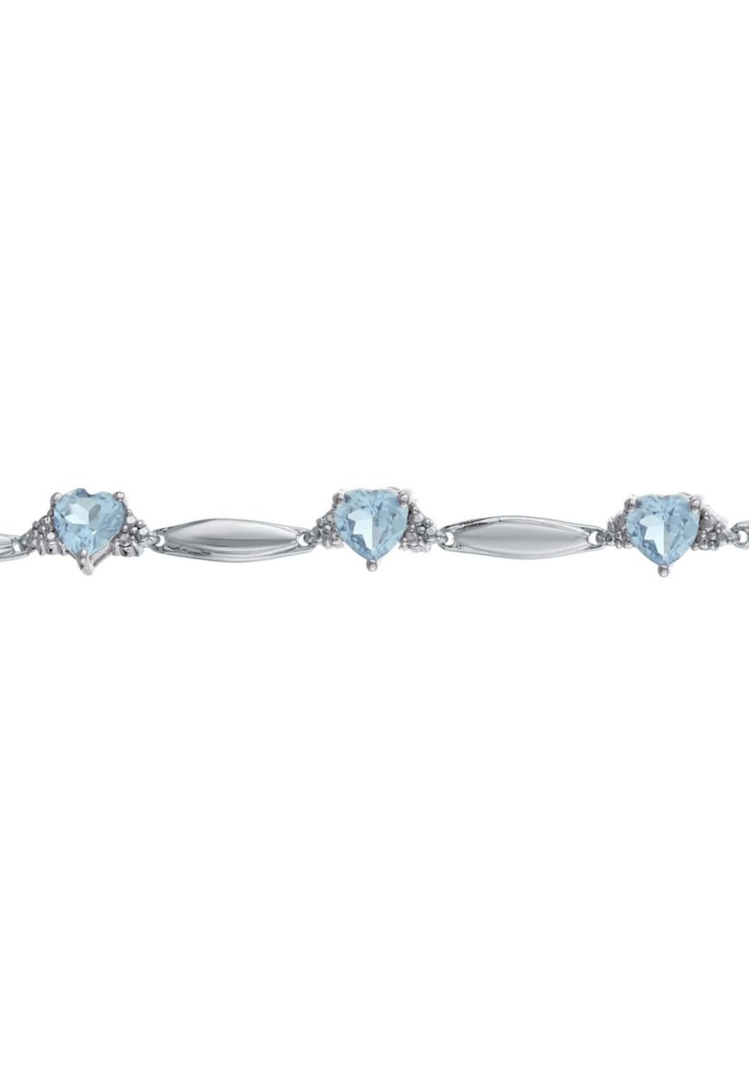 5 ct. t.w.Aquamarine and Diamond Accent Bracelet in Sterling Silver