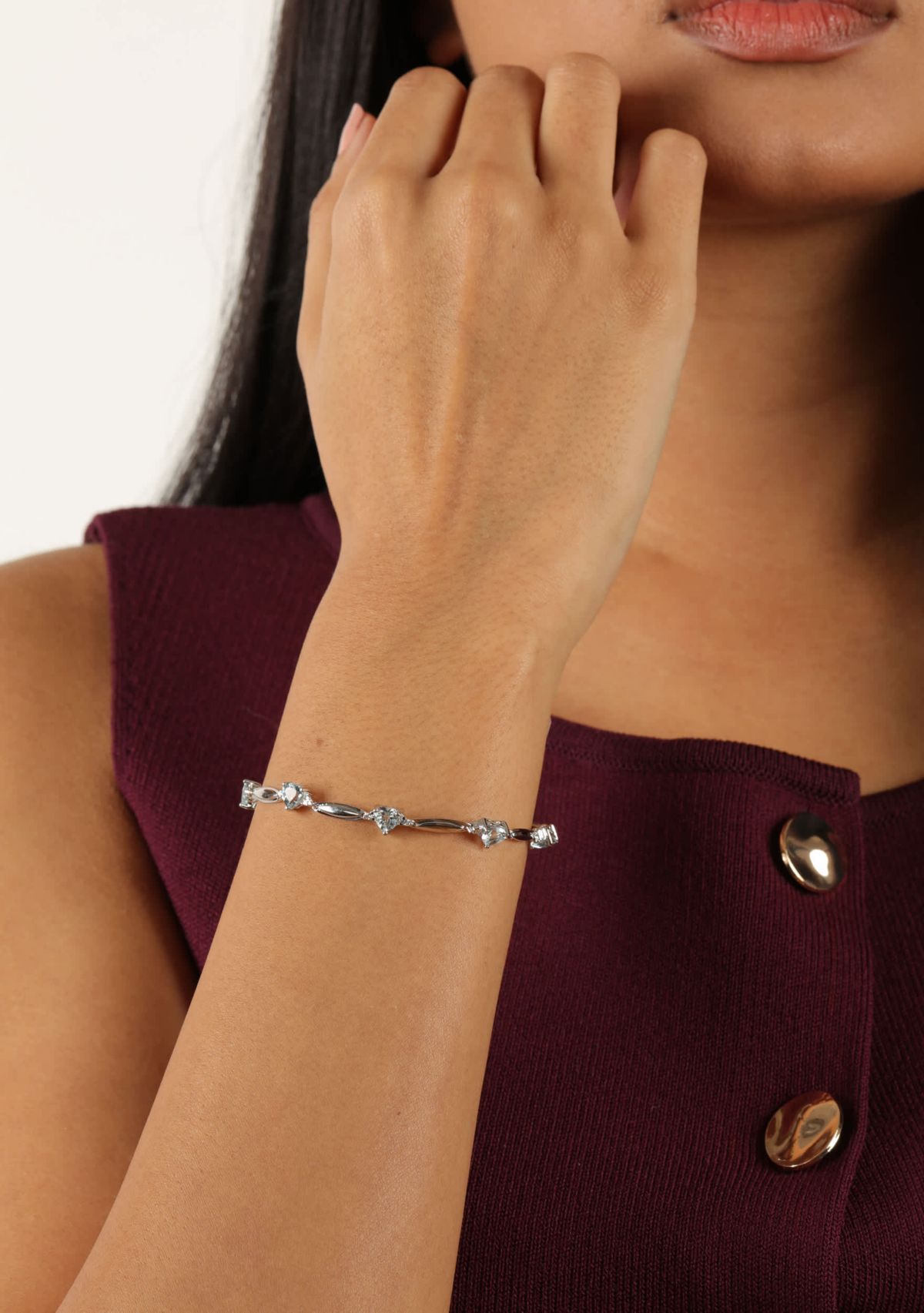 5 ct. t.w.Aquamarine and Diamond Accent Bracelet in Sterling Silver