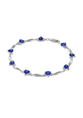 Gemminded Heart Gemstone Bracelet in Sterling Silver, Blue, 7.5 in