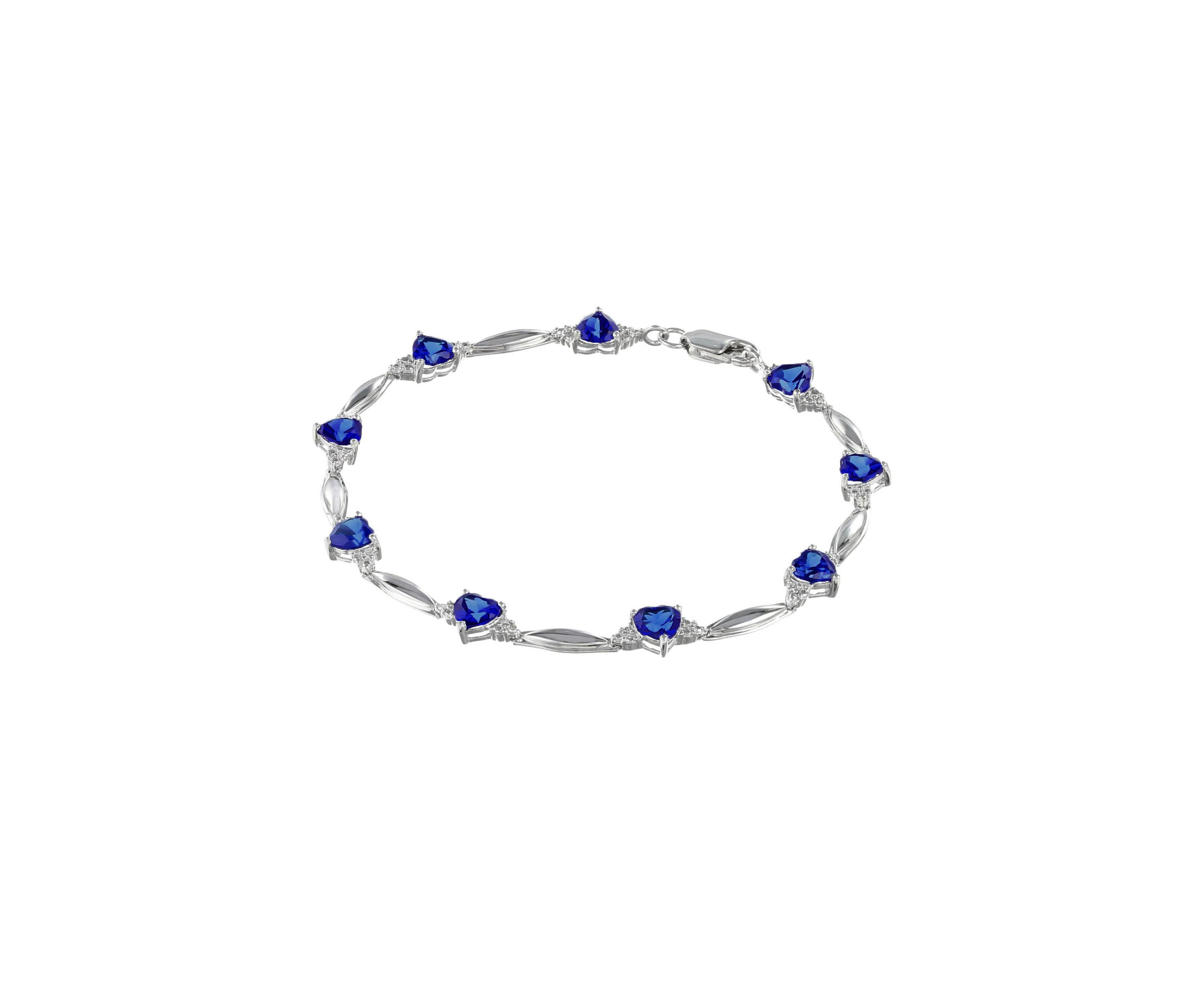 6 ct. t.w.Created Sapphire and Diamond Accent Bracelet in Sterling Silver