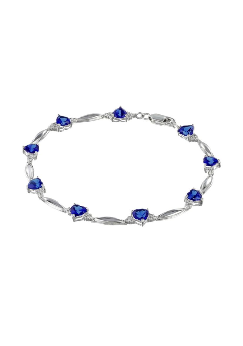 6 ct. t.w.Created Sapphire and Diamond Accent Bracelet in Sterling Silver
