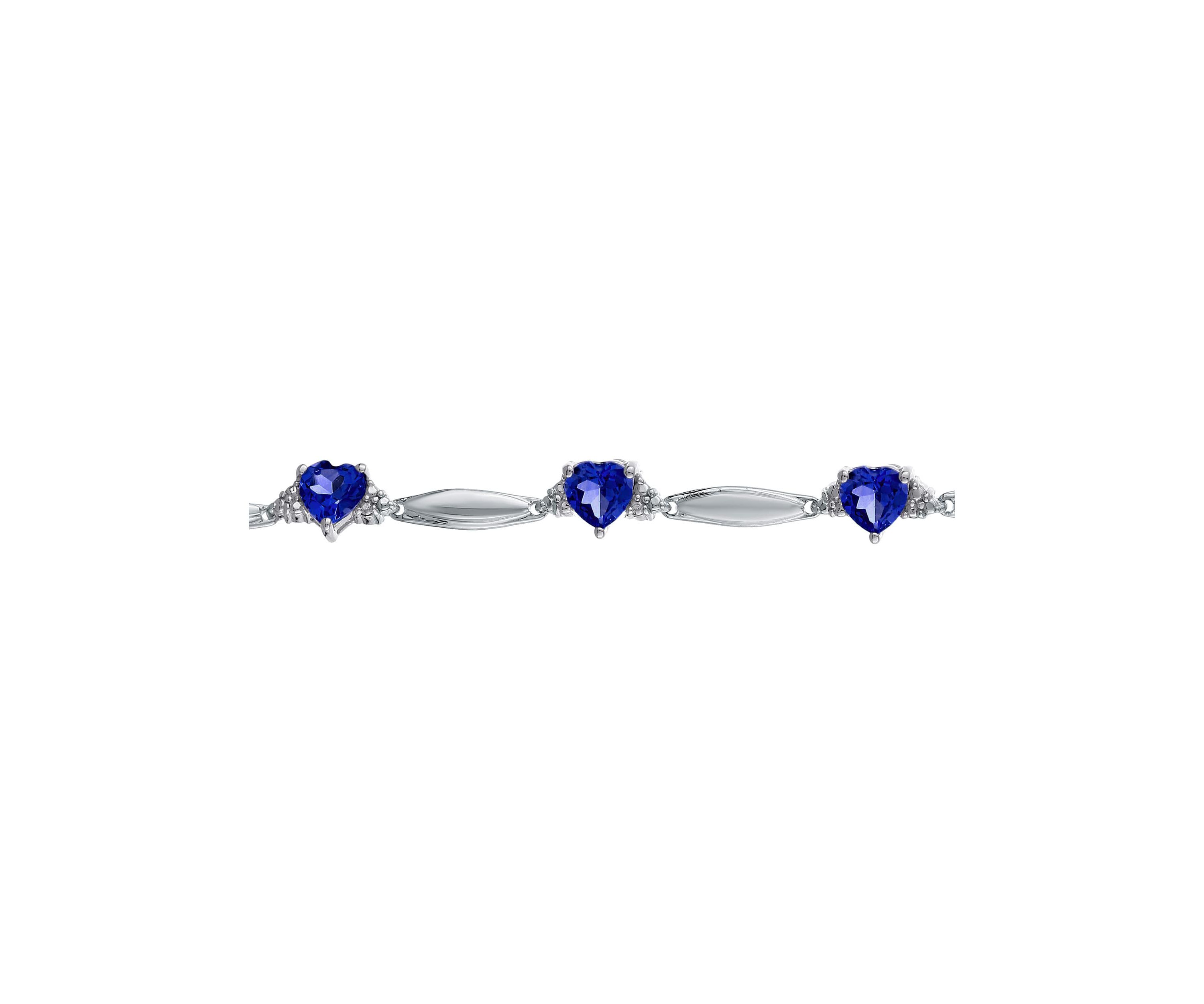 6 ct. t.w.Created Sapphire and Diamond Accent Bracelet in Sterling Silver