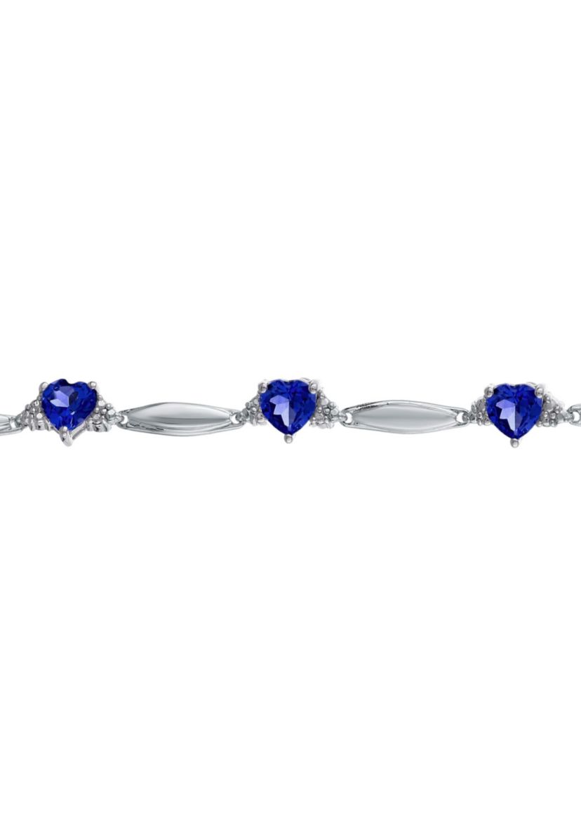 6 ct. t.w.Created Sapphire and Diamond Accent Bracelet in Sterling Silver