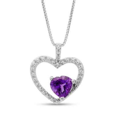 Gemminded Lab Created Sterling Silver Garnet and Diamond Accent Heart Pendant, 18 in