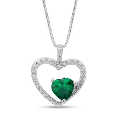 Gemminded Lab Created Sterling Silver Garnet and Diamond Accent Heart Pendant, 18 in