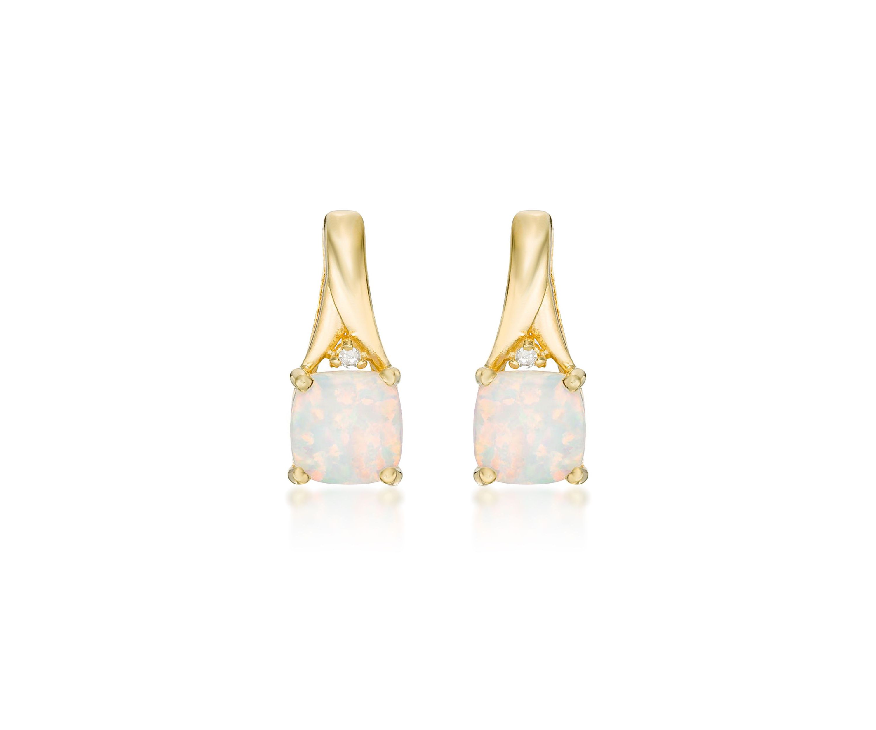 Lab Created 0.9 ct. t.w. Lab-created Opal and Diamond Accent Earrings in Gold Plated Sterling Silver