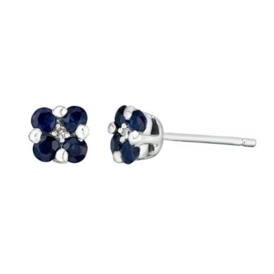 Gemminded Women's 10K White Gold Gemstone & Diamond Earrings, Blue