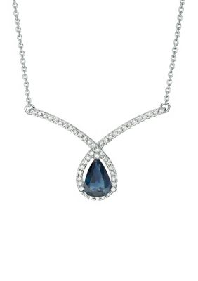 Belk & Co 3/4 Ct. T.w. Sapphire And 1/5 Ct. T.w. Diamond Necklace In 10K White Gold