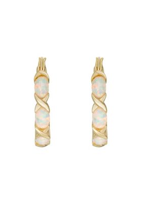 Gemminded Lab Created 1.8 ct. t.w. Lab-created Opal Hoop Earrings in Gold Plated Sterling Silver, White