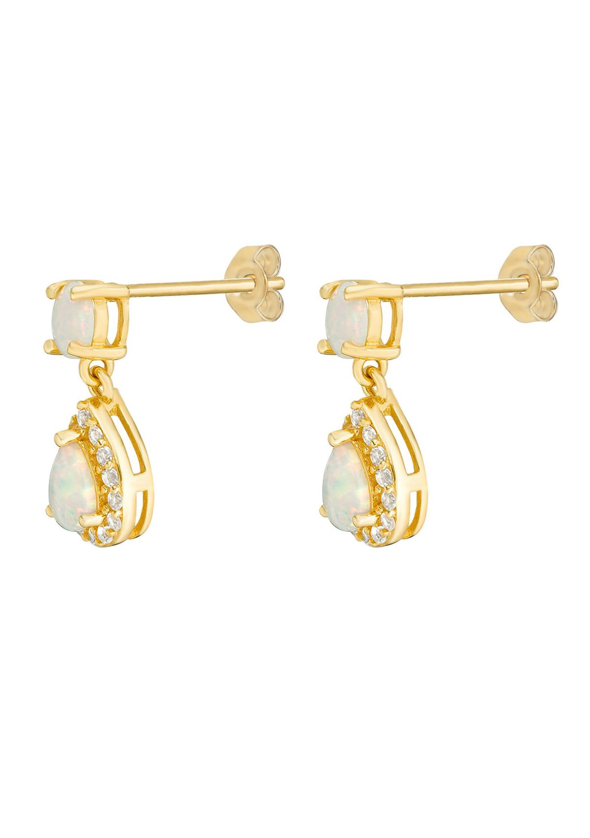 Lab Created 0.4 ct. t.w. Lab-created Opal and 1 ct. t.w. White Topaz Hoop Earrings in Gold Plated Sterling Silver
