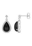 2.6 ct. t.w. Black Onyx and 5/8 ct. t.w. White Topaz Earrings in Sterling Silver