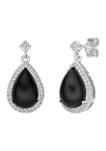 2.6 ct. t.w. Black Onyx and 5/8 ct. t.w. White Topaz Earrings in Sterling Silver