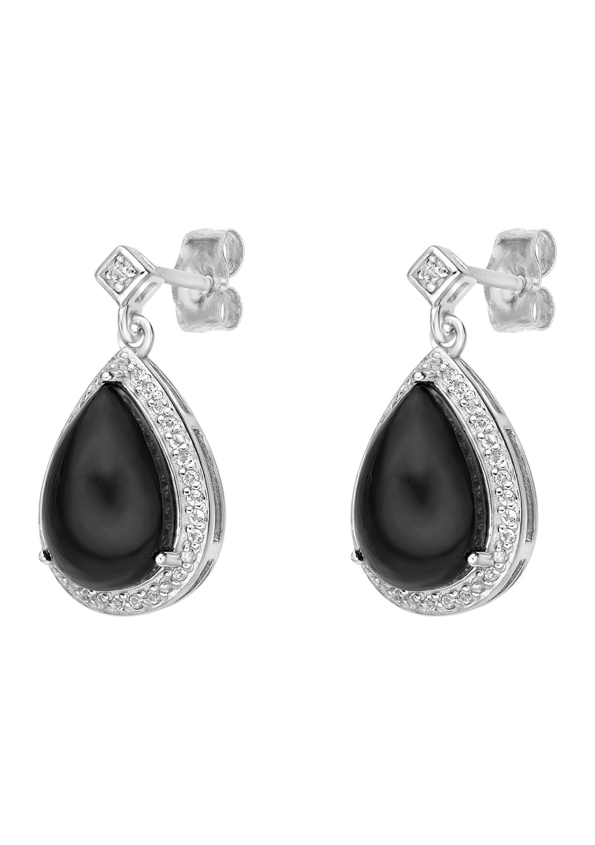 2.6 ct. t.w. Black Onyx and 5/8 ct. t.w. White Topaz Earrings in Sterling Silver
