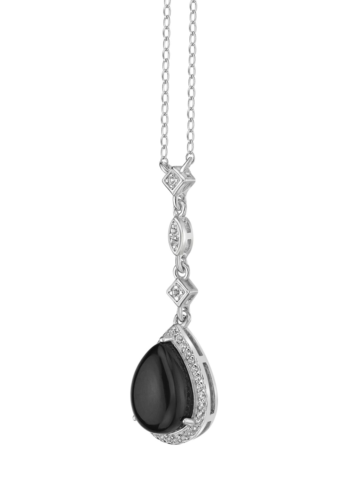 1 1/3 ct. t.w. Black Onyx and 1/3 ct. t.w. White Topaz Pendant Necklace in Sterling Silver