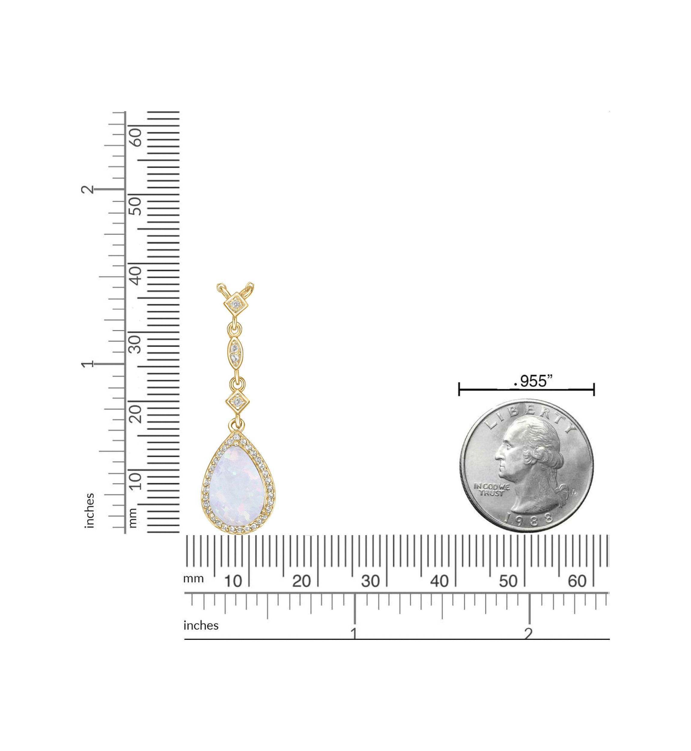 Lab Created 1.3 ct. t.w. Lab-created Opal and 3/8 ct. t.w. White Topaz Pendant Necklace in Gold Plated Sterling Silver