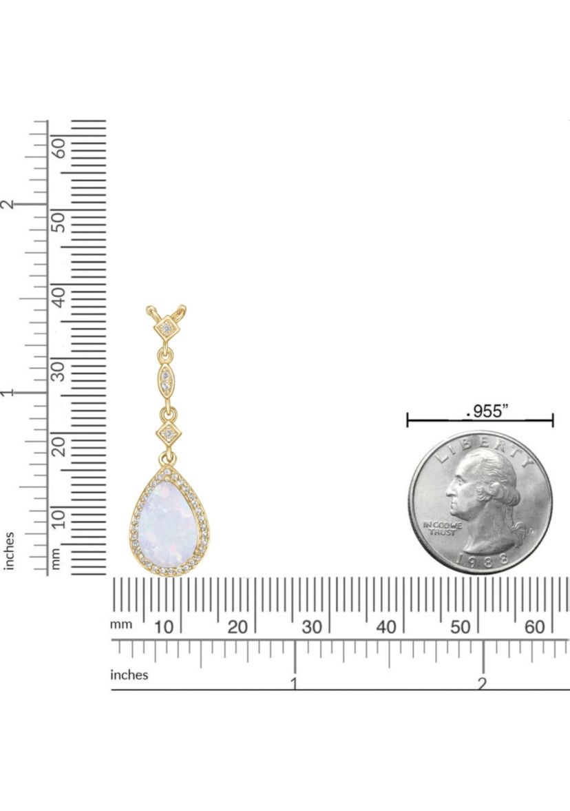 Lab Created 1.3 ct. t.w. Lab-created Opal and 3/8 ct. t.w. White Topaz Pendant Necklace in Gold Plated Sterling Silver