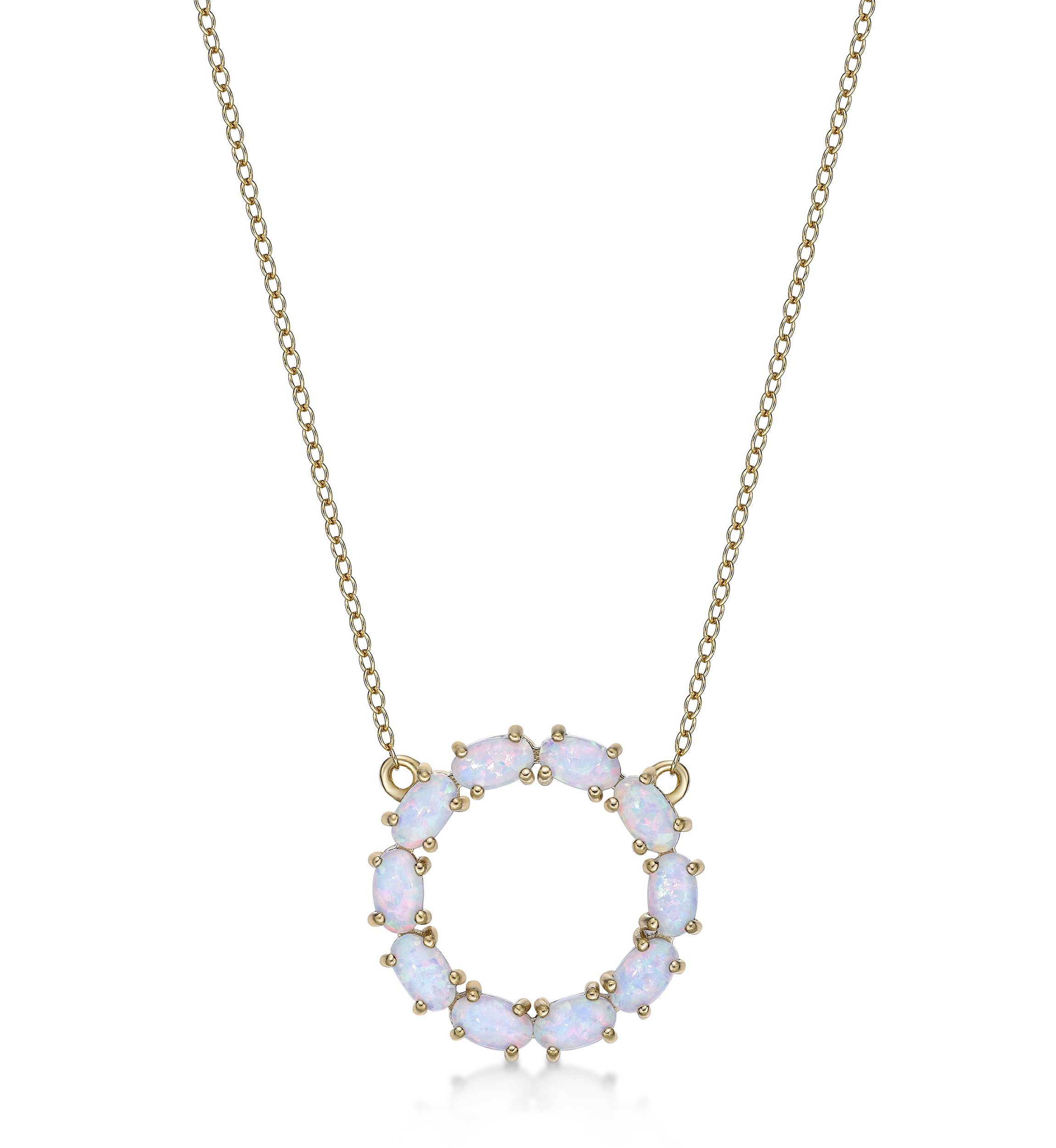 Lab Created 1.6 ct. t.w. Lab-created Opal Hoop Pendant Necklace in Gold Plated Sterling Silver