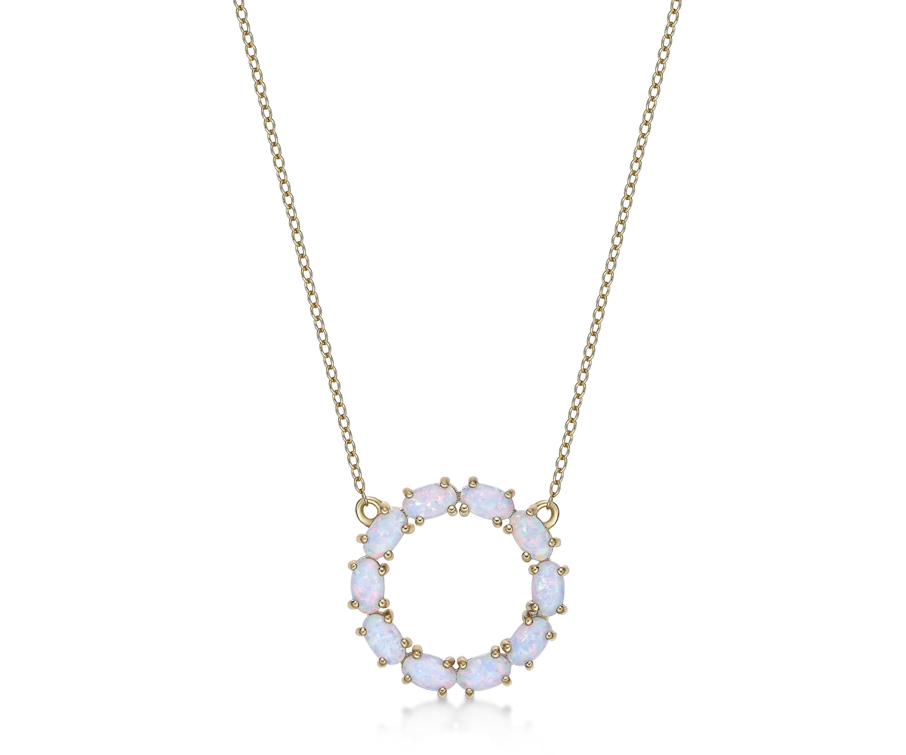 Lab Created 1.6 ct. t.w. Lab-created Opal Hoop Pendant Necklace in Gold Plated Sterling Silver