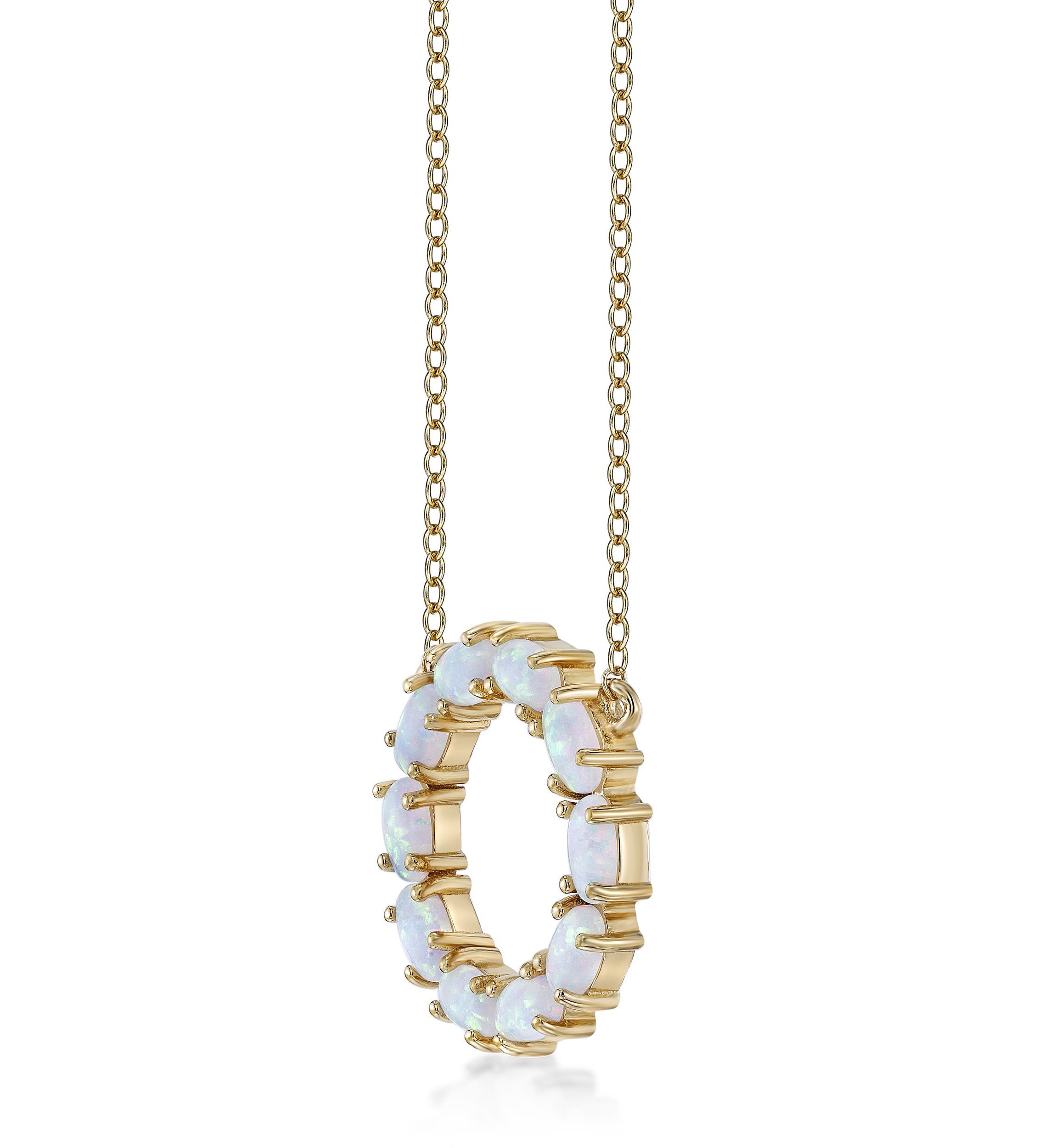 Lab Created 1.6 ct. t.w. Lab-created Opal Hoop Pendant Necklace in Gold Plated Sterling Silver