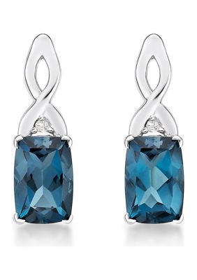 Belk & Co 1.38 ct. t.w. London Blue Topaz and 1/10 ct. t.w. Diamond Earrings in 10K White Gold