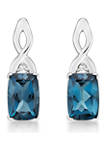 1.38 ct. t.w. London Blue Topaz and 1/10 ct. t.w. Diamond Earrings in 10K White Gold