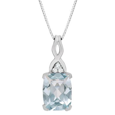 Gemminded Women's Aquamarine & Diamond Pendant in 10K White Gold