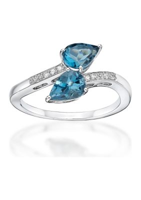Belk & Co 1.75 Ct. T.w. London Blue Topaz And 1/10 Ct. T.w. Diamond Ring In 10K White Gold