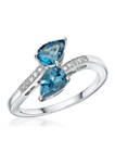 1.75 ct. t.w. London Blue Topaz and 1/10 ct. t.w. Diamond Ring in 10K White Gold