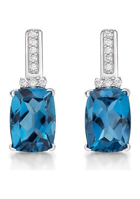 Belk & Co 1 ct. t.w. London Blue Topaz and 1/10 ct. t.w. Diamond Earrings in 10K White Gold