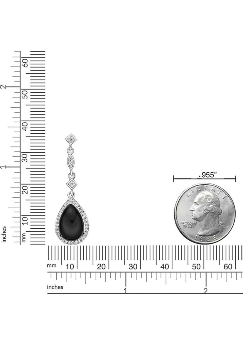 3/4 ct. t.w. Black Onyx and 1/5 ct. t.w. White Topaz Pendant Necklace in Sterling Silver