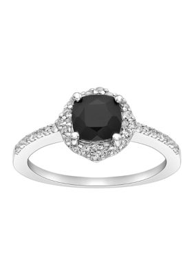 Belk & Co 3/4 Ct. T.w. Black Onyx And 1/3 Ct. T.w. White Topaz Ring In Sterling Silver