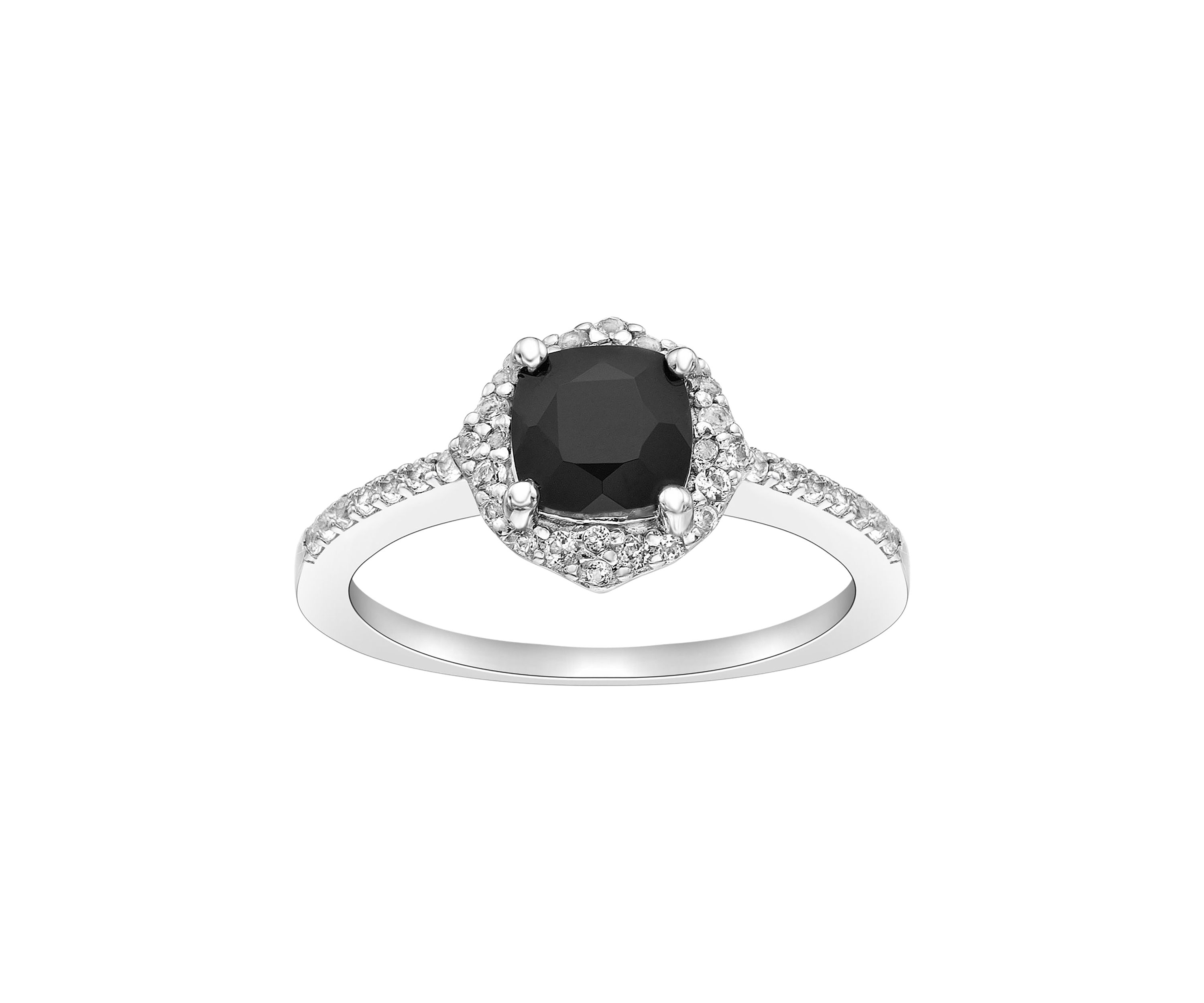 3/4 ct. t.w. Black Onyx and 1/3 ct. t.w. White Topaz Ring in Sterling Silver