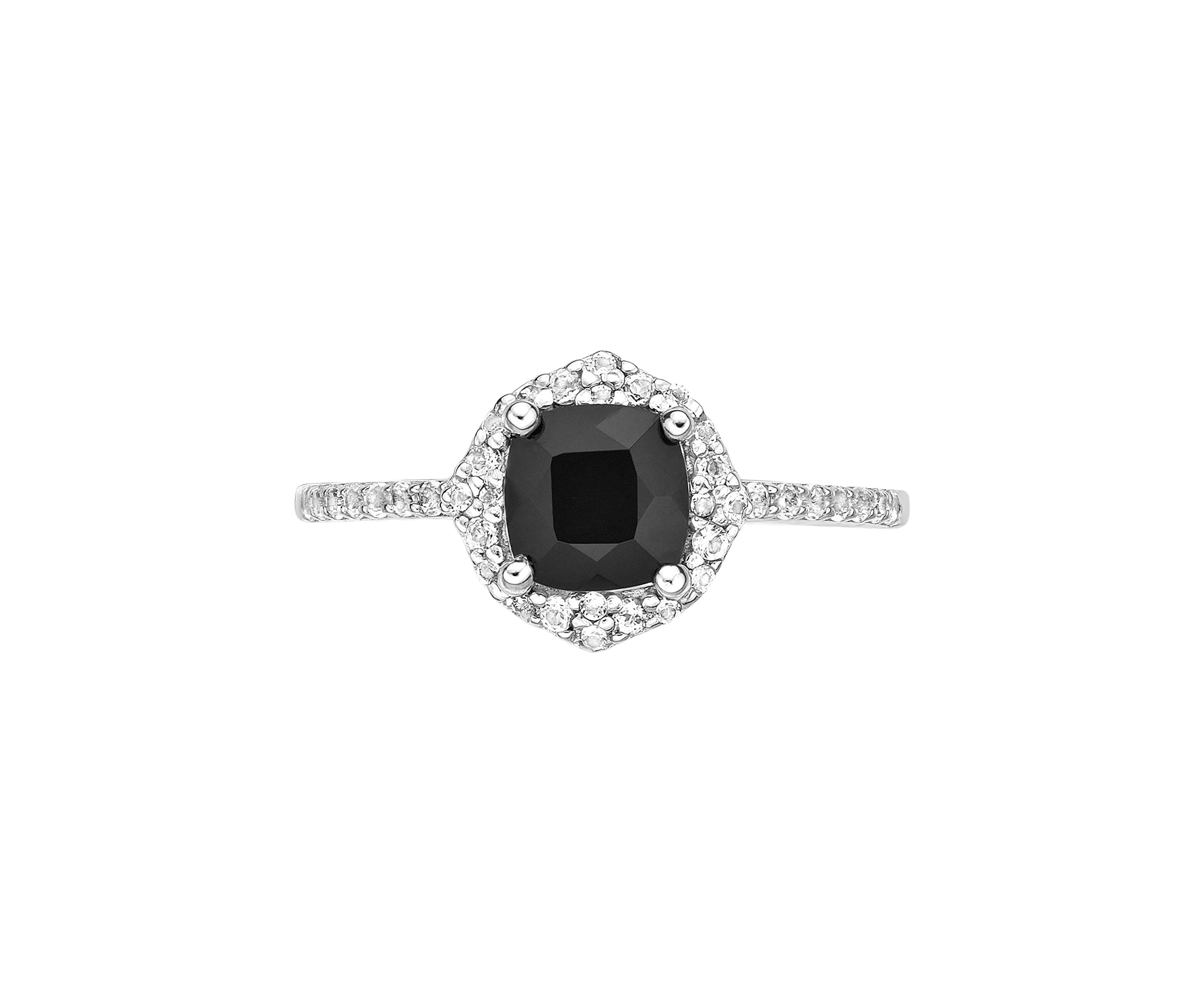 3/4 ct. t.w. Black Onyx and 1/3 ct. t.w. White Topaz Ring in Sterling Silver