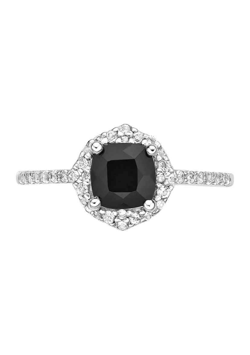3/4 ct. t.w. Black Onyx and 1/3 ct. t.w. White Topaz Ring in Sterling Silver