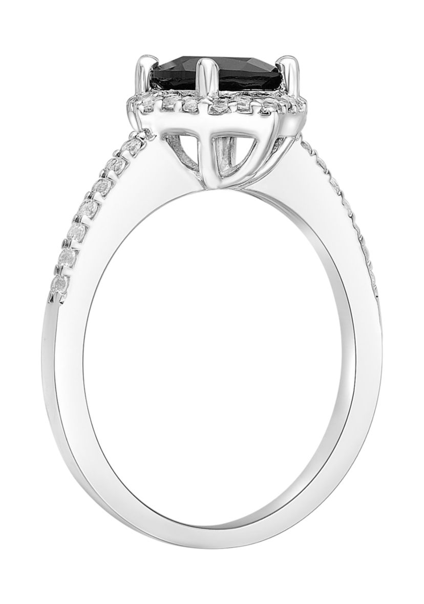 3/4 ct. t.w. Black Onyx and 1/3 ct. t.w. White Topaz Ring in Sterling Silver