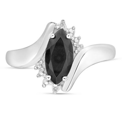 Gemminded Women's 10K White Gold Marquise Cut Gemstone & Diamond Accent Ring, 7