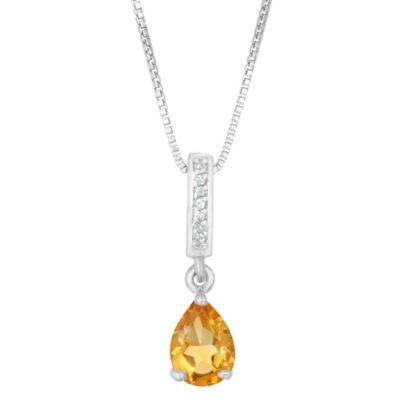 Gemminded Lab Created Women's Sterling Silver Pear Shape Created Sapphire & White Topaz Accent Pendant Necklace, 18 in