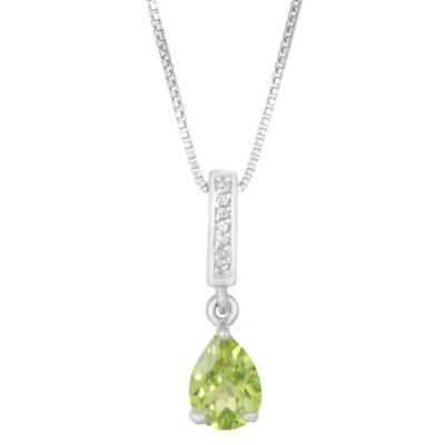 Gemminded Lab Created Women's Sterling Silver Pear Shape Created Sapphire & White Topaz Accent Pendant Necklace, 18 in