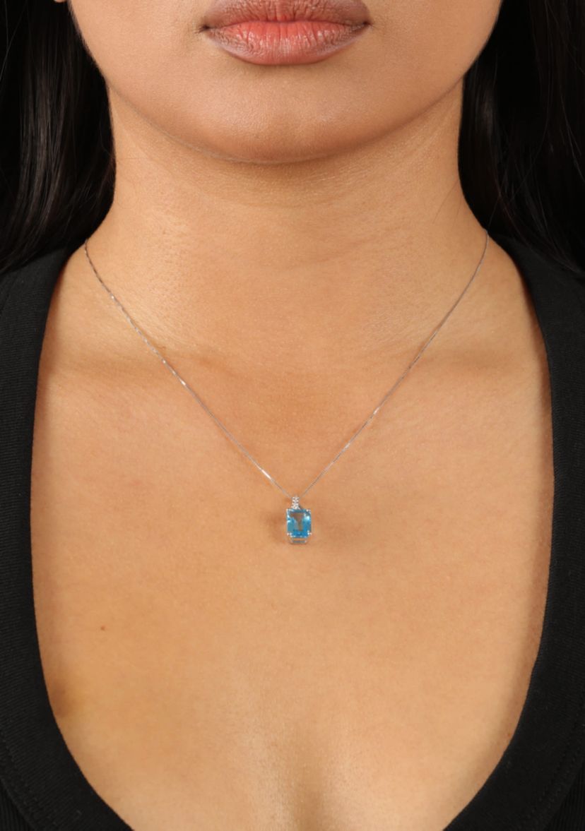 3 ct. t.w. Blue Topaz Pendant Necklace in Sterling Silver
