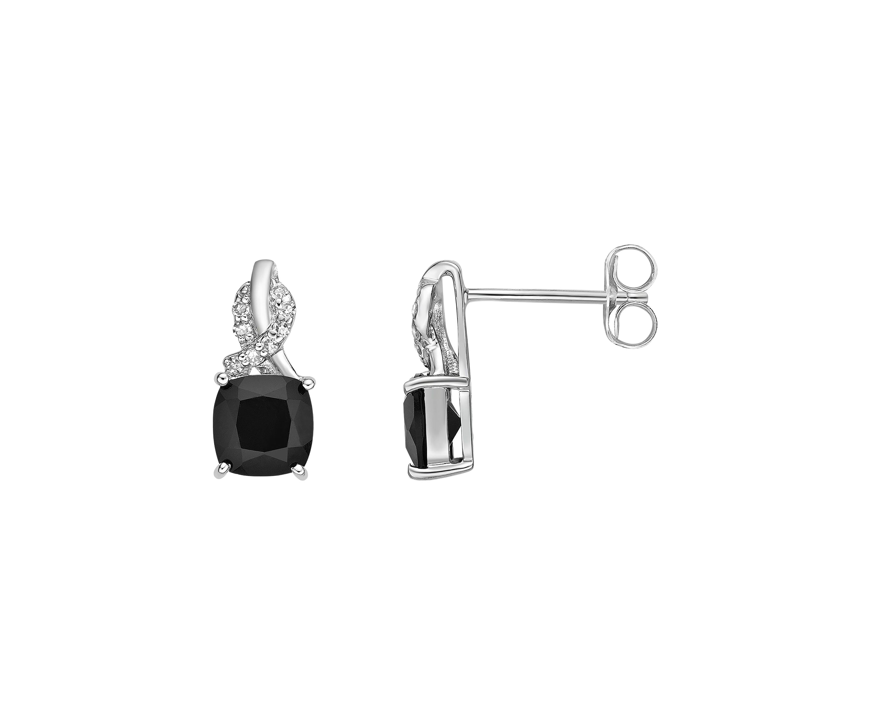 1.6 ct. t.w. Black Onyx and Diamond Accent Earrings in Sterling Silver