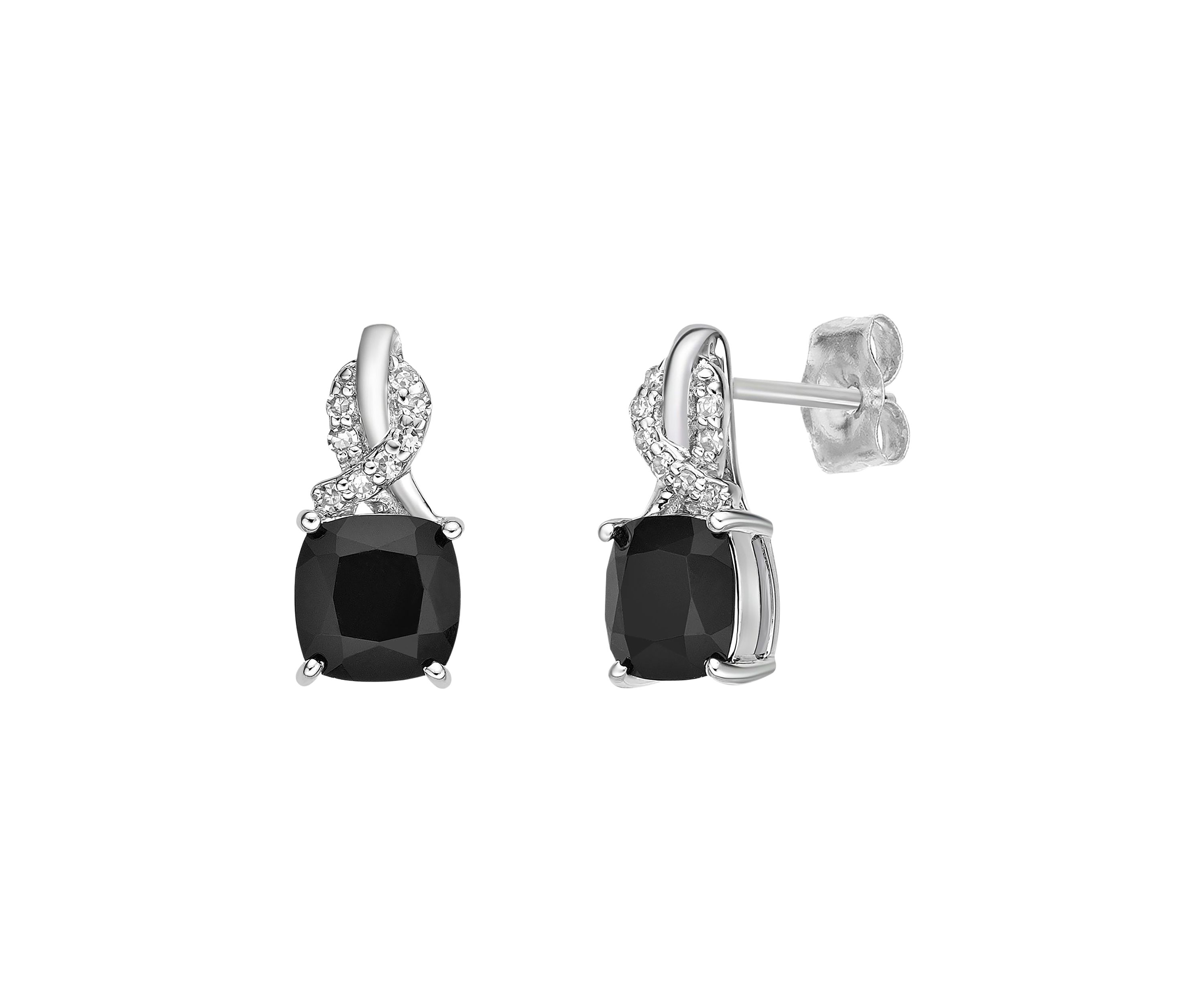 1.6 ct. t.w. Black Onyx and Diamond Accent Earrings in Sterling Silver