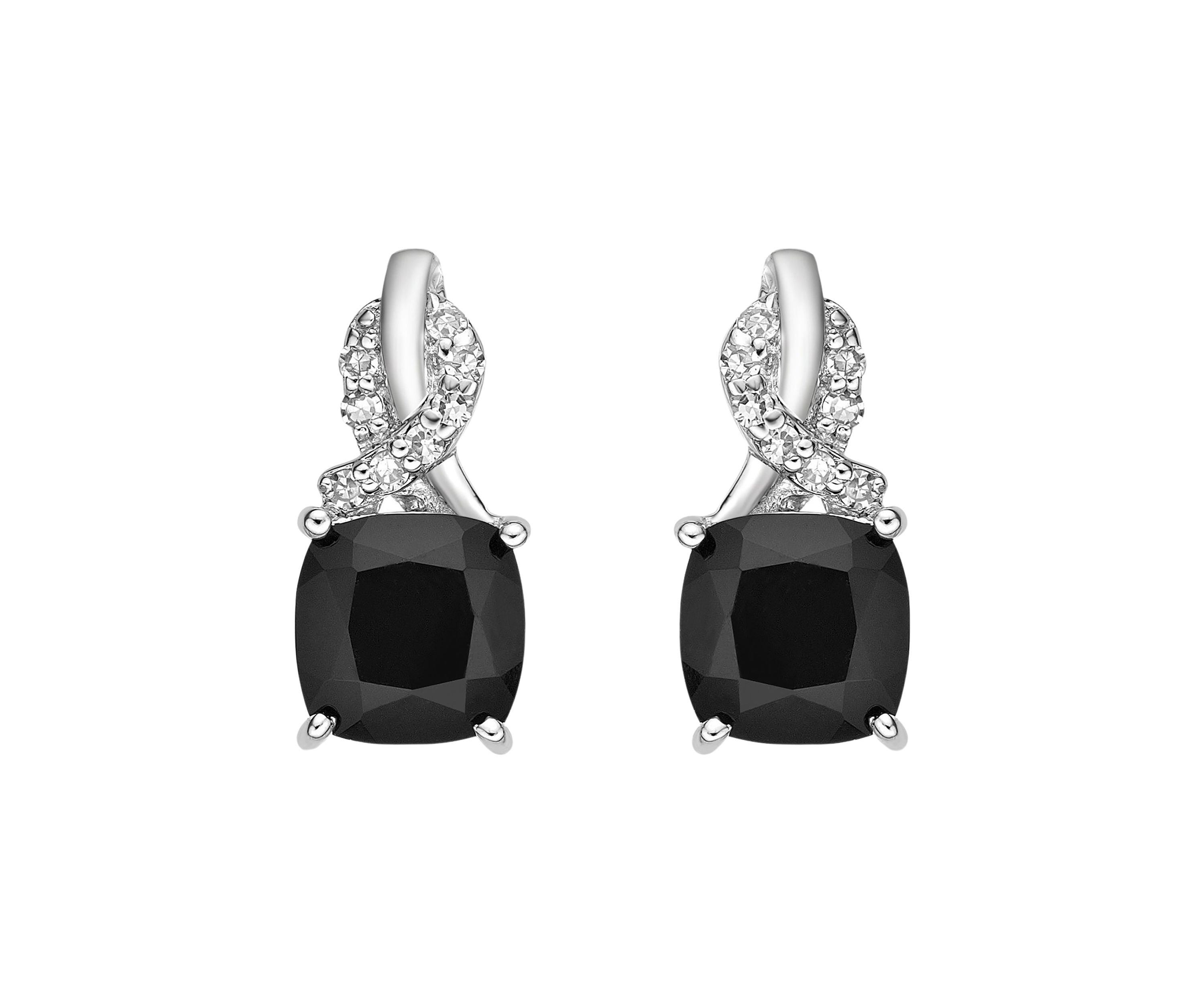 1.6 ct. t.w. Black Onyx and Diamond Accent Earrings in Sterling Silver