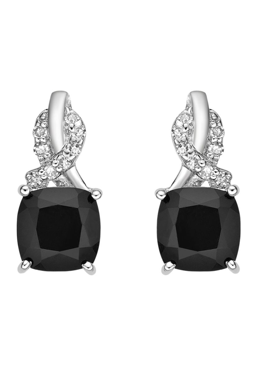 1.6 ct. t.w. Black Onyx and Diamond Accent Earrings in Sterling Silver
