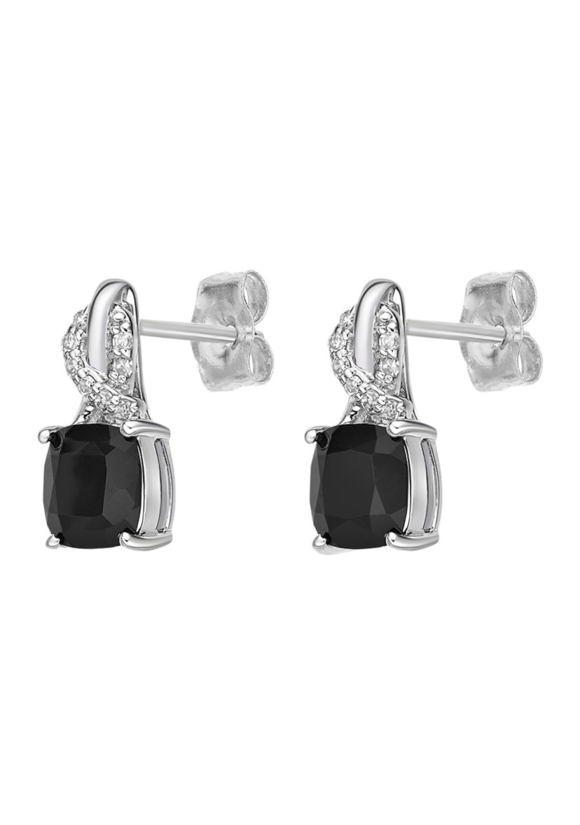 1.6 ct. t.w. Black Onyx and Diamond Accent Earrings in Sterling Silver