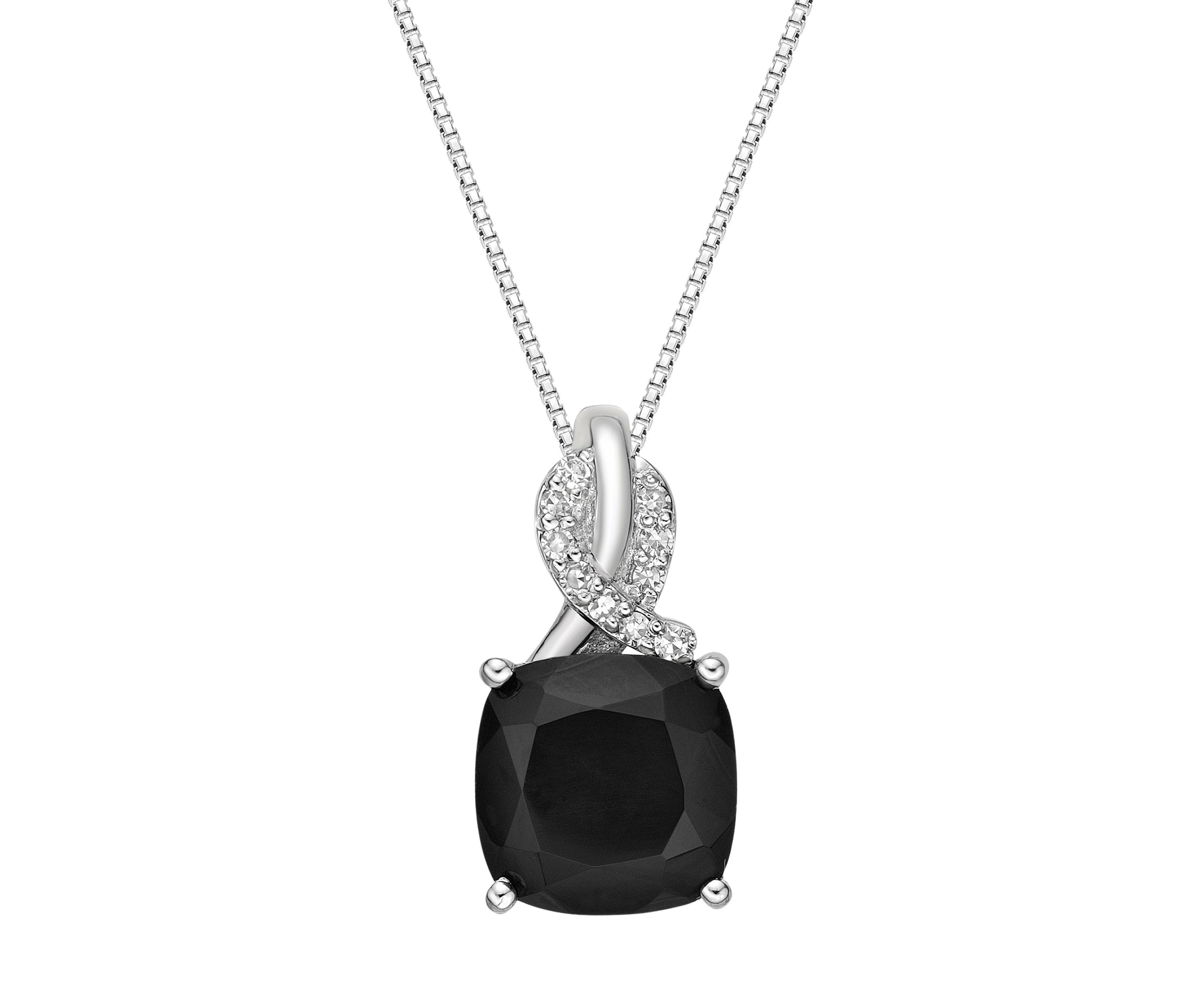 2 ct. t.w. Black Onyx and Diamond Accent Pendant Necklace in Sterling Silver