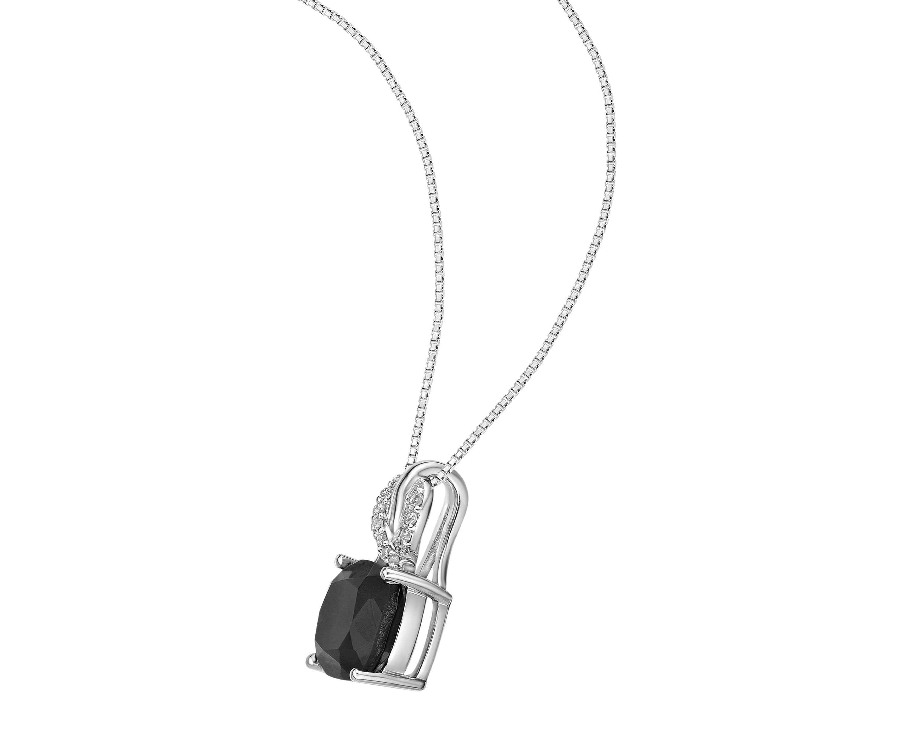 2 ct. t.w. Black Onyx and Diamond Accent Pendant Necklace in Sterling Silver