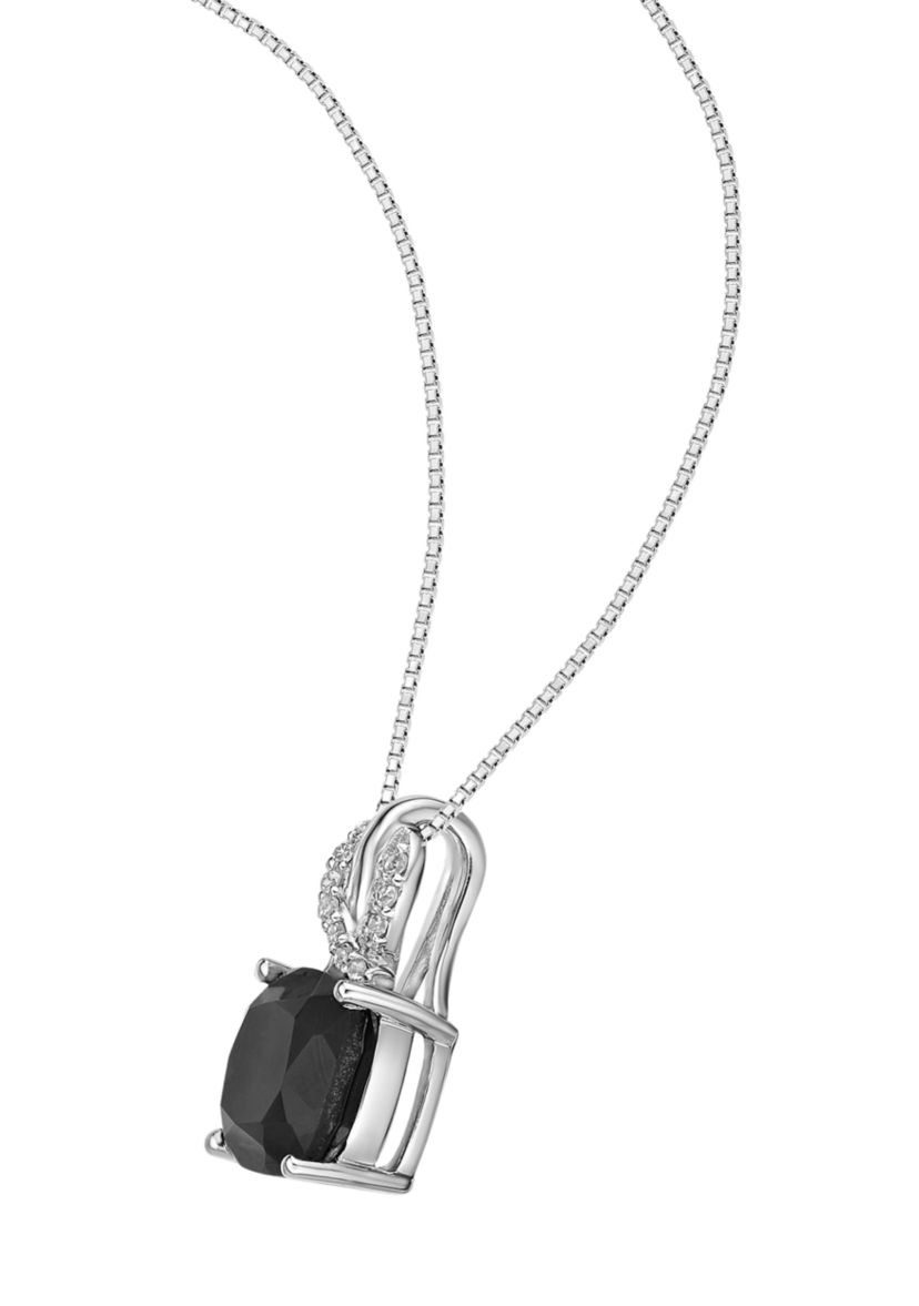2 ct. t.w. Black Onyx and Diamond Accent Pendant Necklace in Sterling Silver