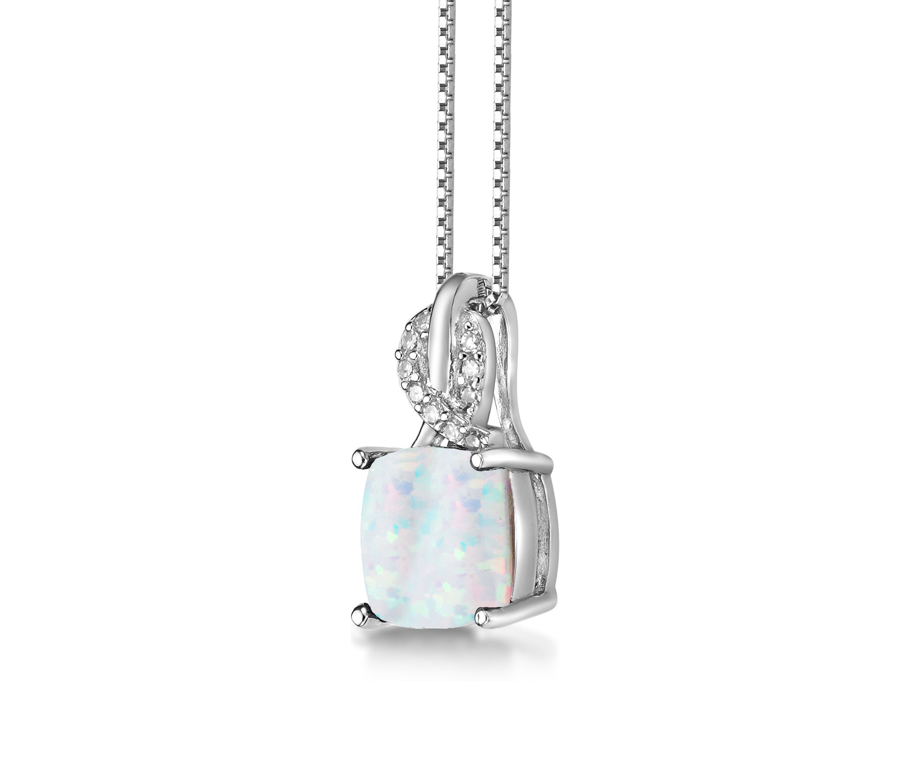 Lab Created 1.1 ct. t.w. Created Opal and Diamond Accent Pendant in Sterling Silver